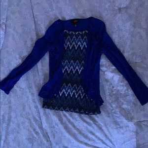 An electric blue blazer attached to a shirt